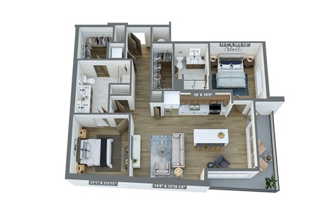 the brookdale floor plan  1 bedroom  1199 sq ft